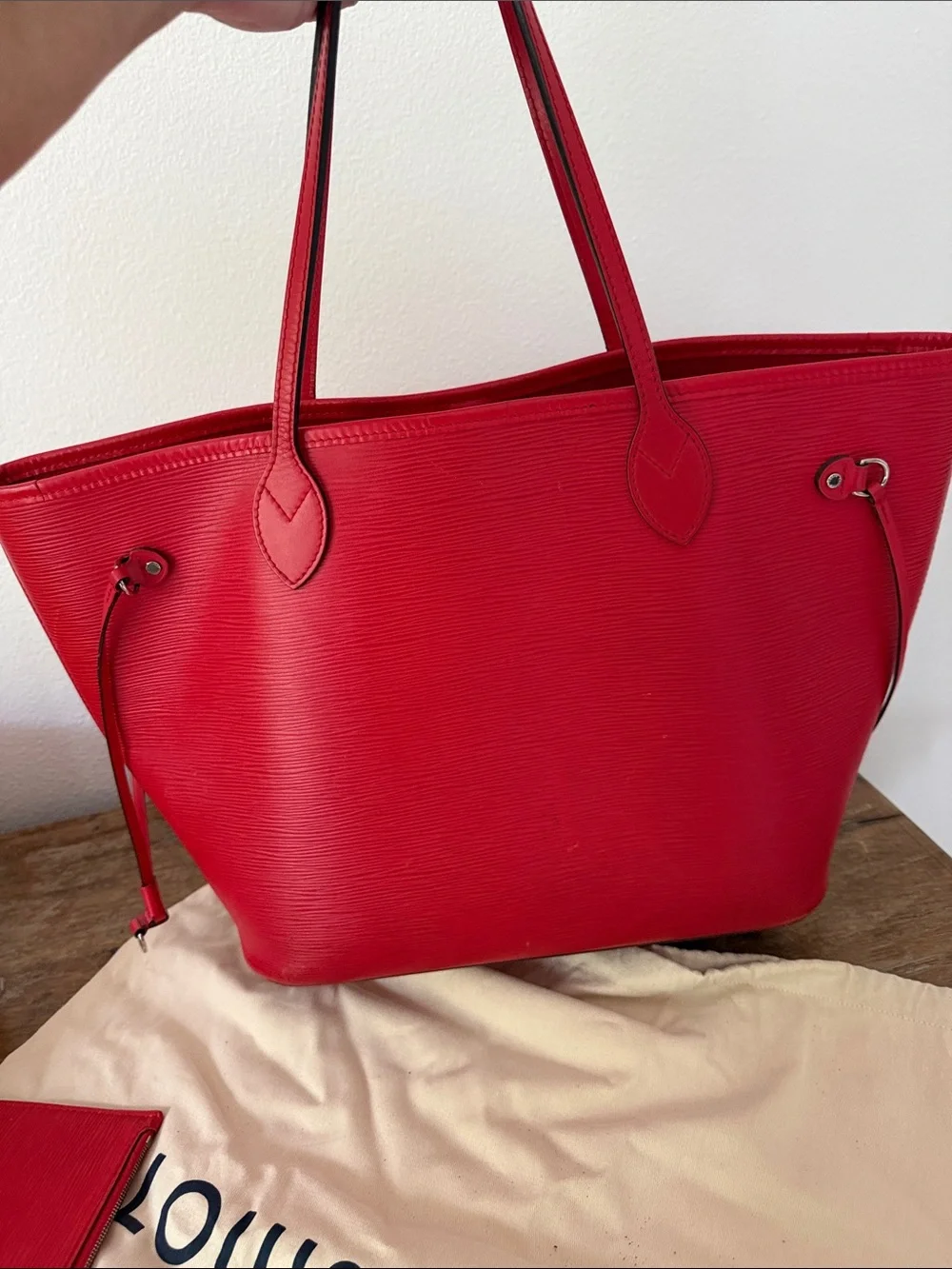 Louis Vuitton Red Epi Leather Hobo Tote